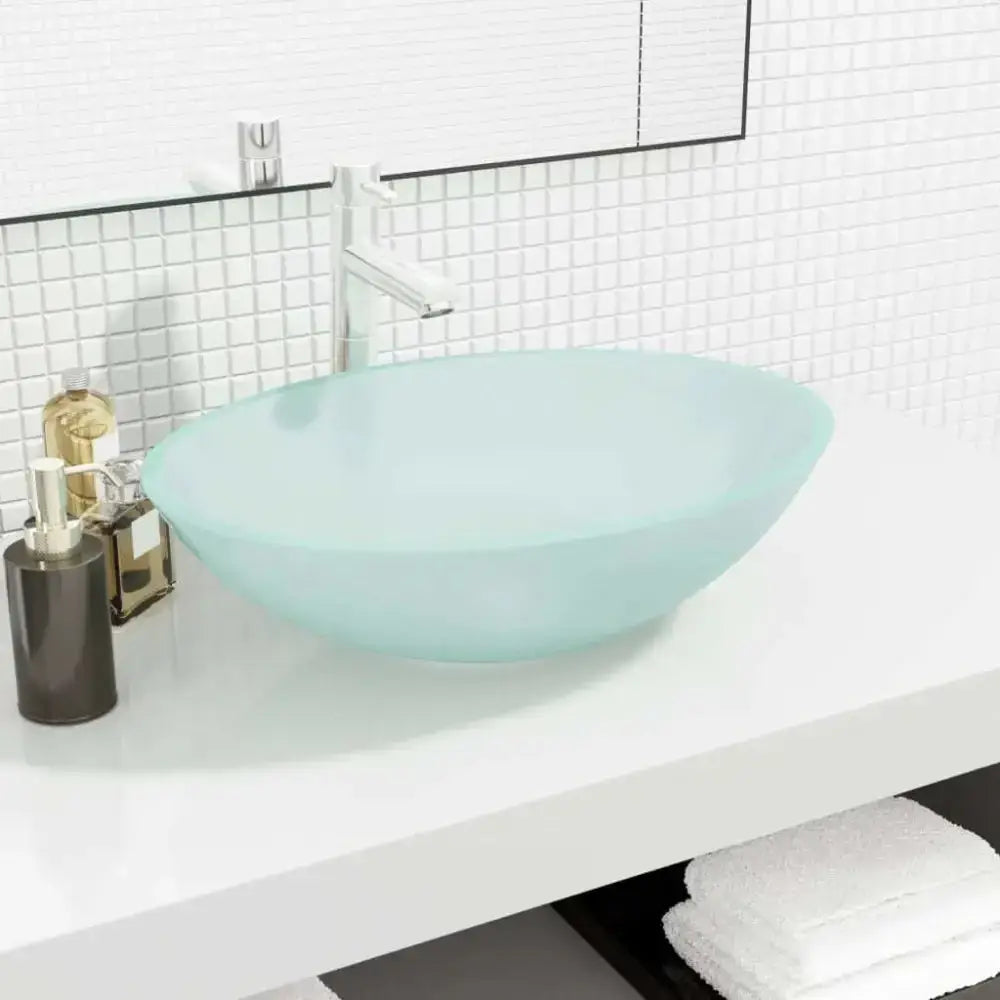 Vidaxl basin glass 50x37x14 cm frosted Nexellus