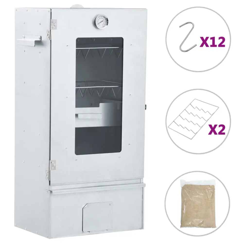 Vidaxl bbq oven smoker with 1kg wood chips 44.5x29x83 cm