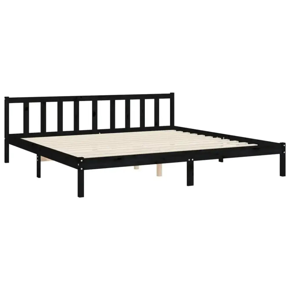 Vidaxl bed frame with headboard black 200x200 cm solid wood Nexellus