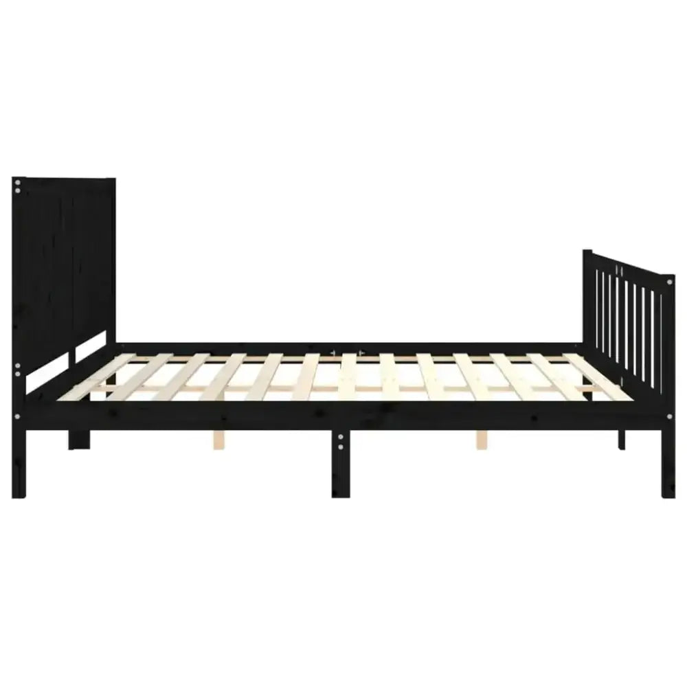 Vidaxl bed frame with headboard black 200x200 cm solid wood Nexellus