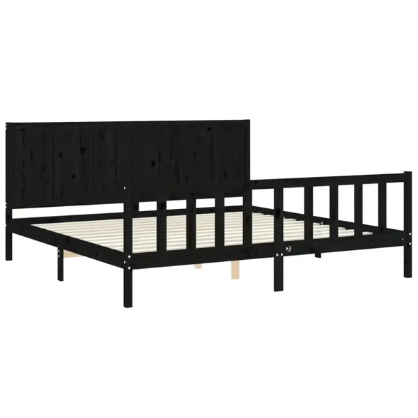 Vidaxl bed frame with headboard black 200x200 cm solid wood Nexellus