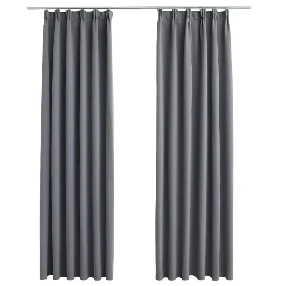 Vidaxl blackout curtains with hooks 2 pcs grey 140x225 cm Nexellus