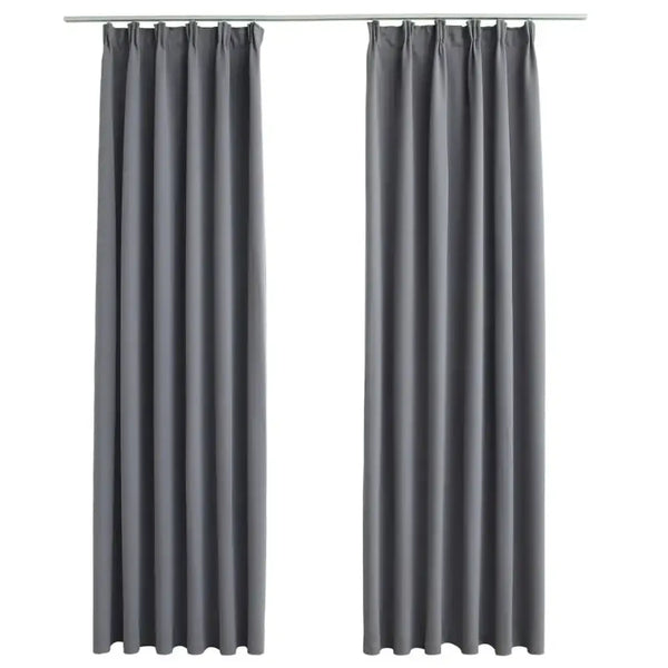 Vidaxl blackout curtains with hooks 2 pcs grey 140x225 cm Nexellus