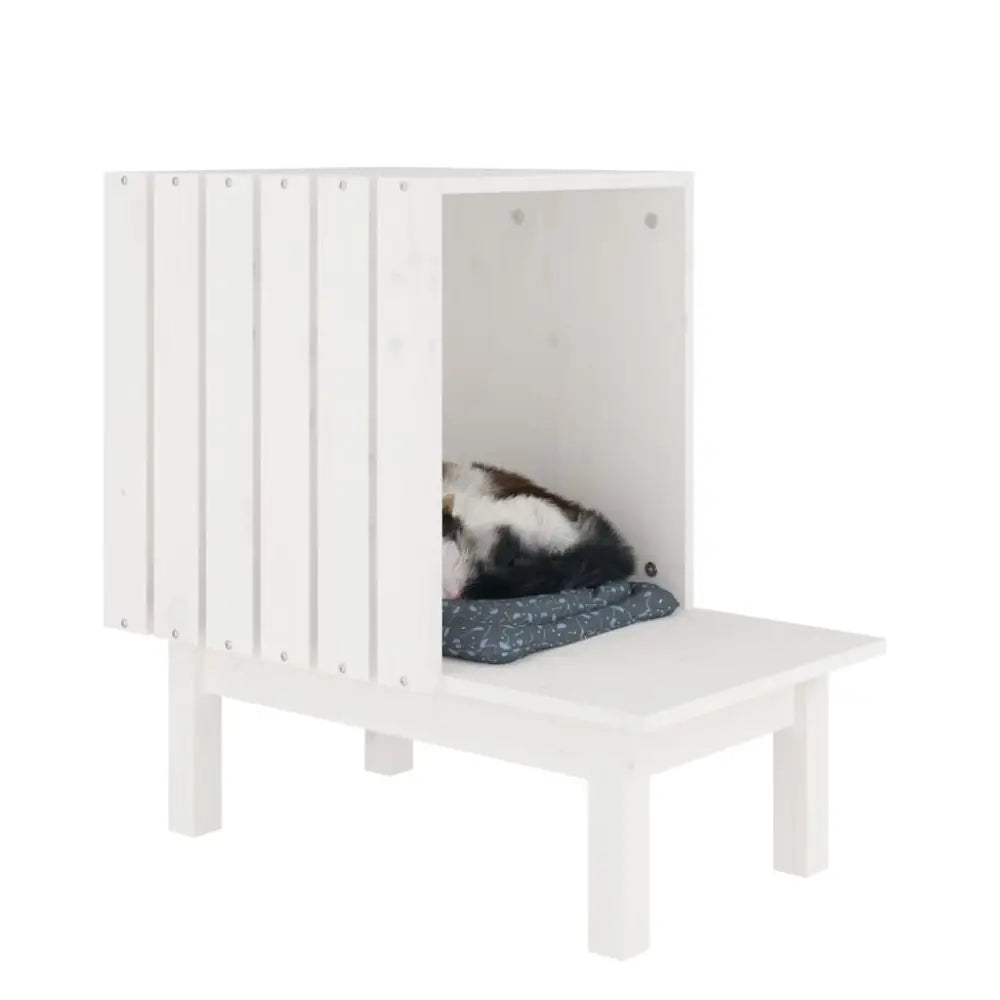 Vidaxl cat house white 60x36x60 cm solid wood pine - White