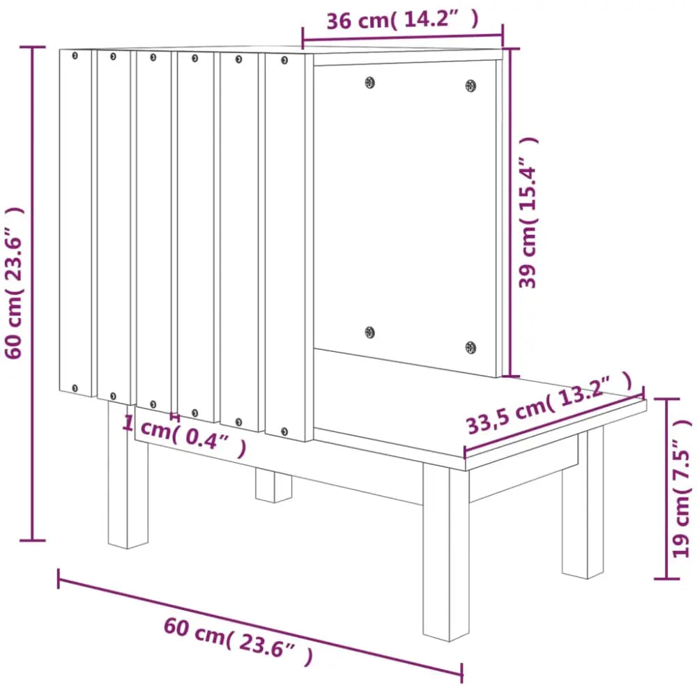 Vidaxl cat house white 60x36x60 cm solid wood pine - White