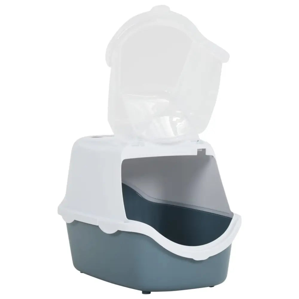 Vidaxl cat litter tray with cover white and blue 56x40x40