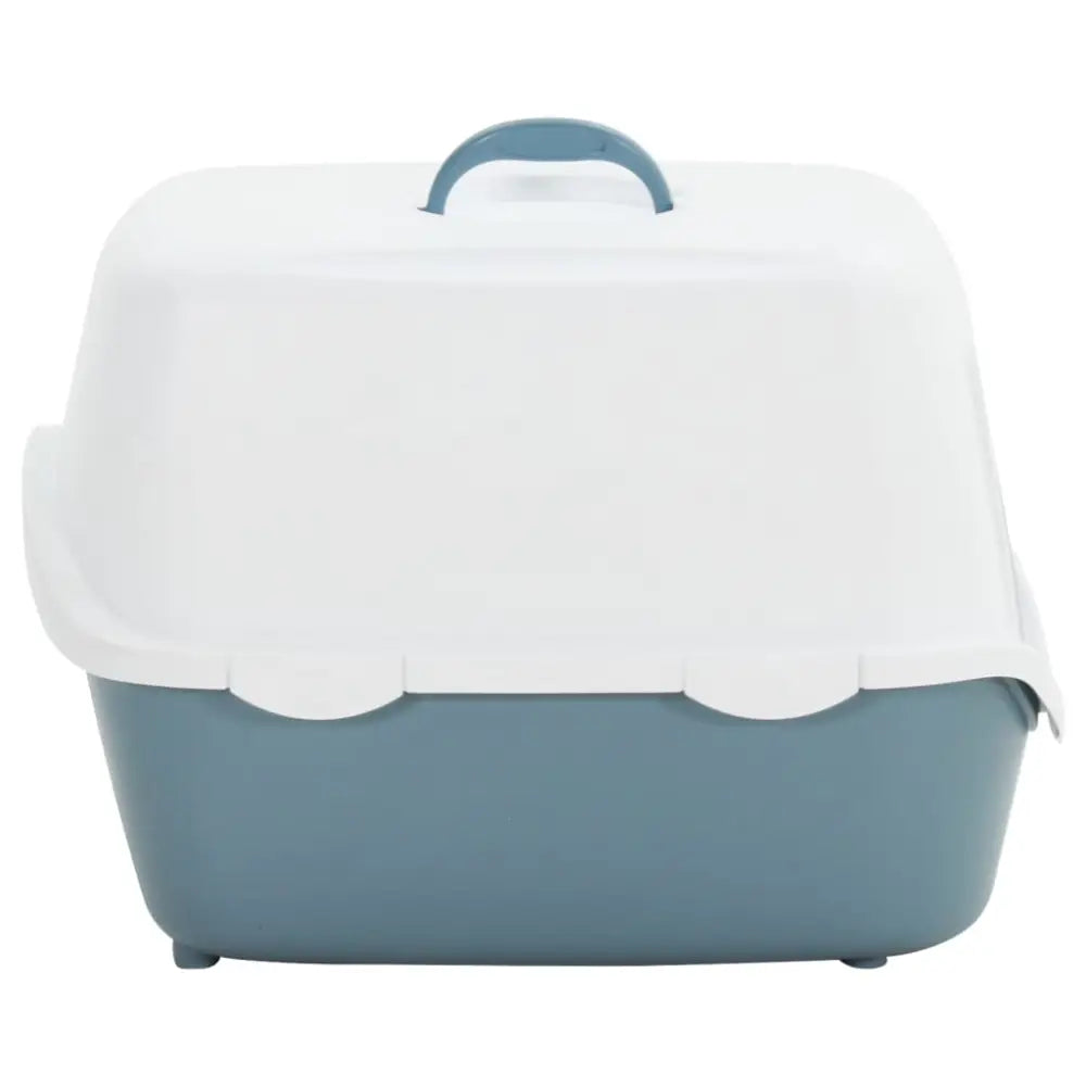 Vidaxl cat litter tray with cover white and blue 56x40x40