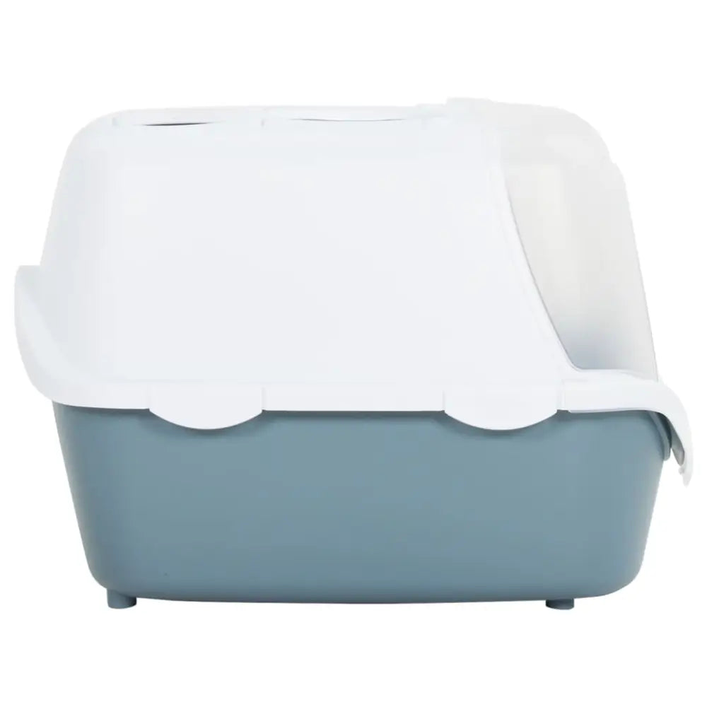 Vidaxl cat litter tray with cover white and blue 56x40x40