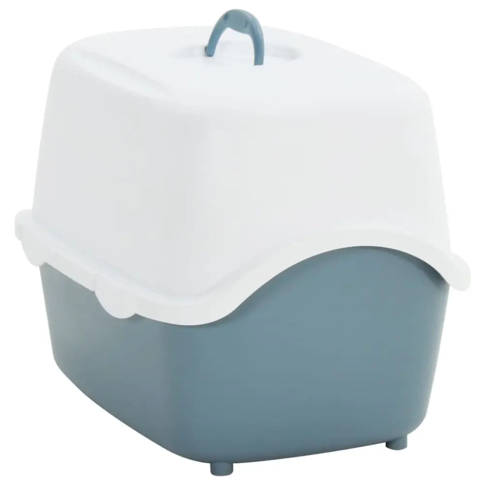 Vidaxl cat litter tray with cover white and blue 56x40x40