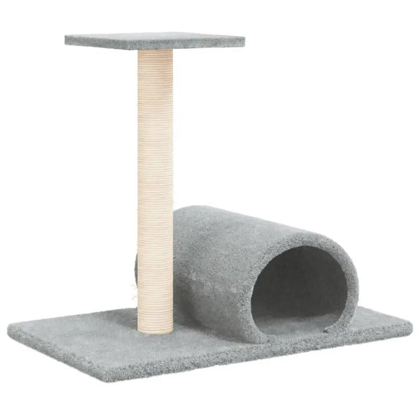 Vidaxl cat scratching post with tunnel light grey