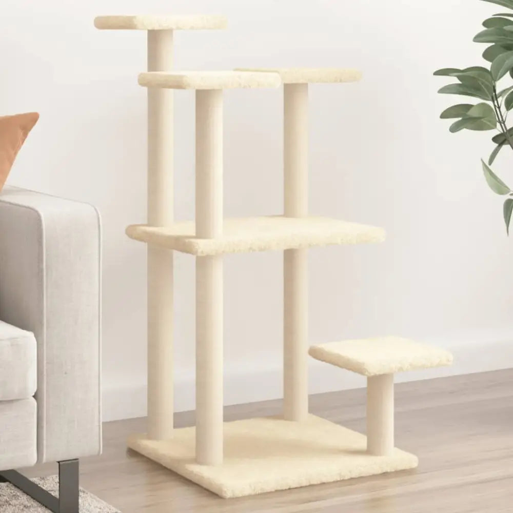 Vidaxl cat scratching posts with platforms cream 98.5 cm