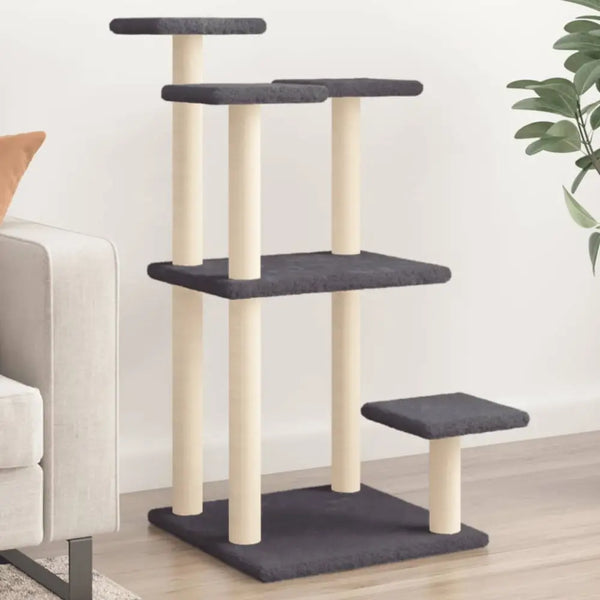 Vidaxl cat scratching posts with platforms dark grey 98.5