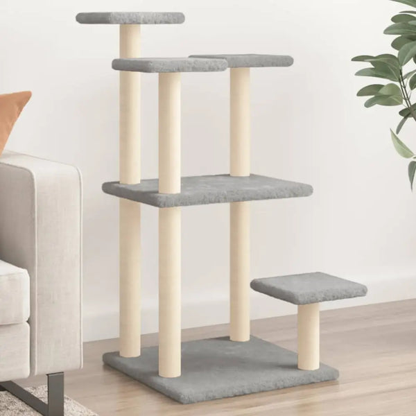 Vidaxl cat scratching posts with platforms light grey 98.5