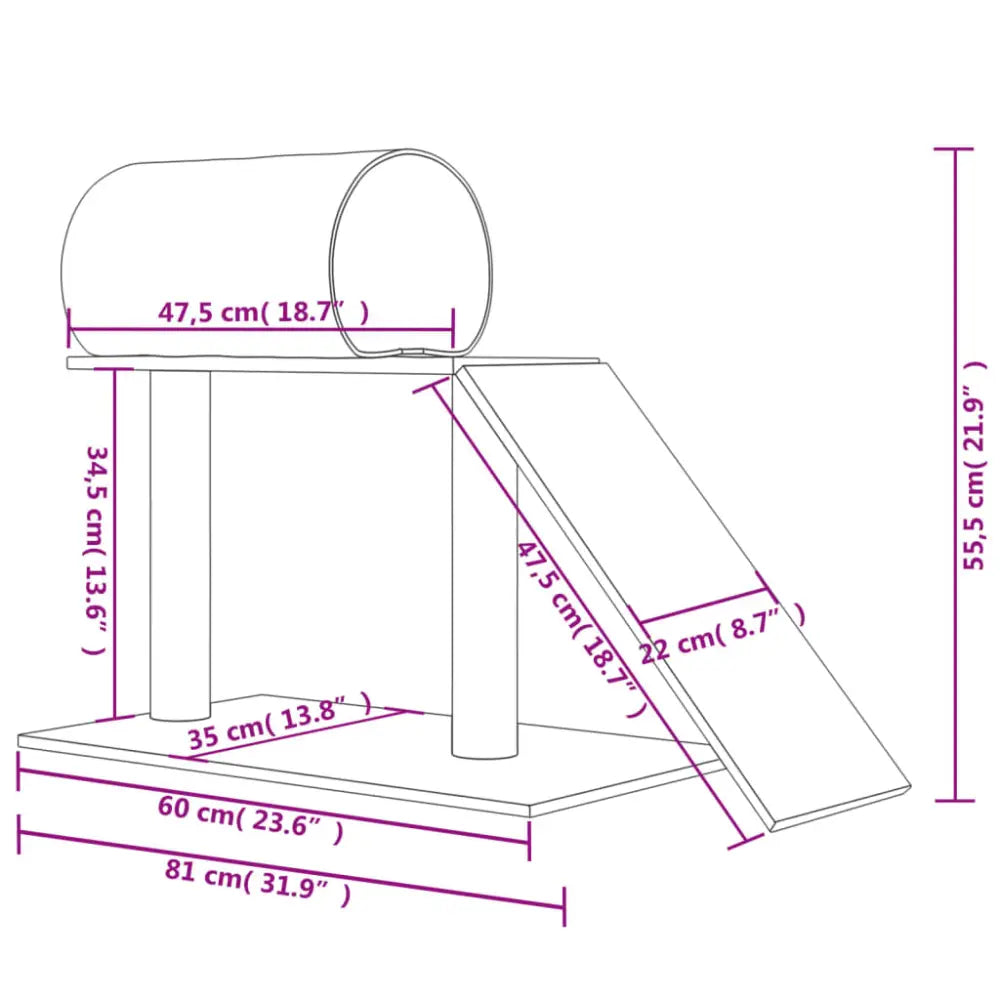 Vidaxl cat scratching posts with tunnel and ladder dark