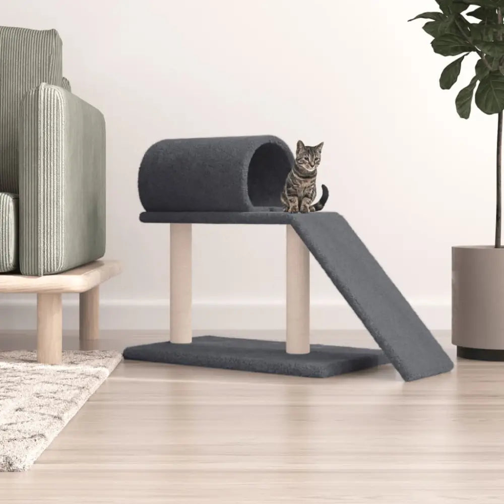 Vidaxl cat scratching posts with tunnel and ladder dark