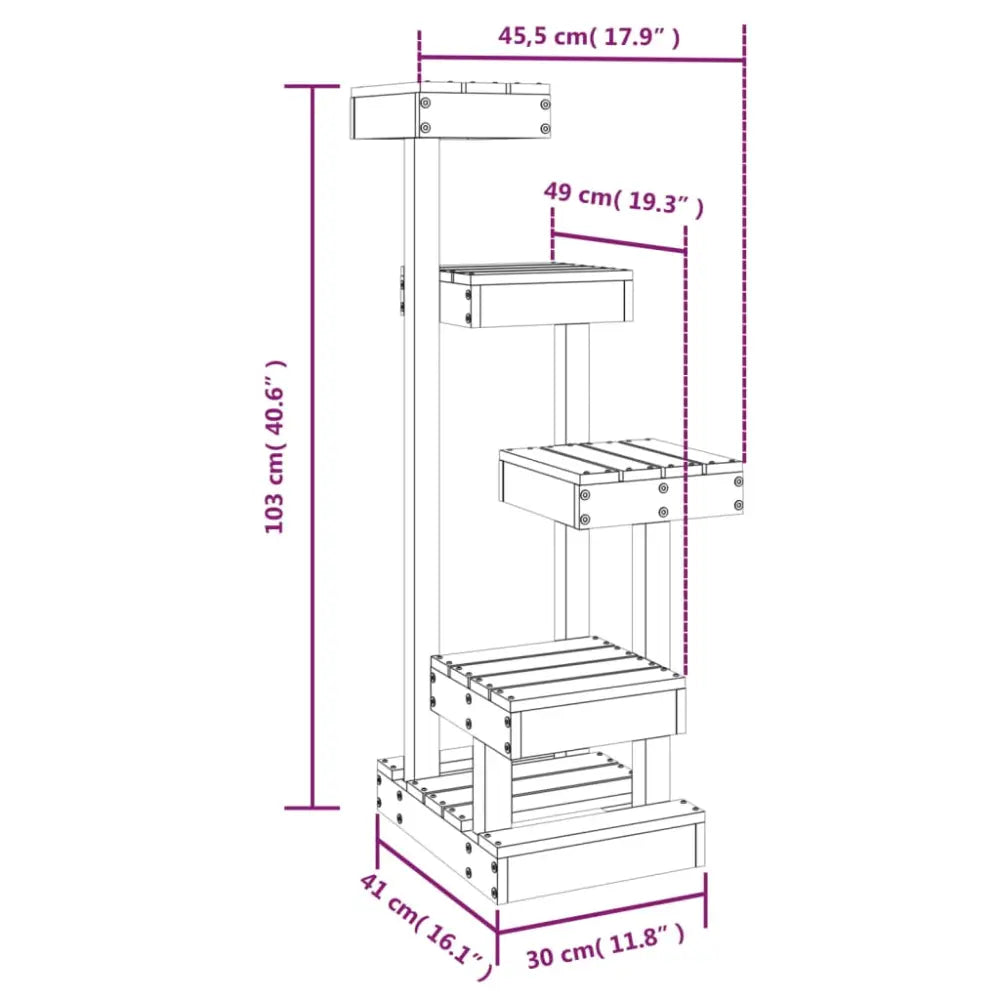 Vidaxl cat tree 45.5x49x103 cm solid wood pine - Brown