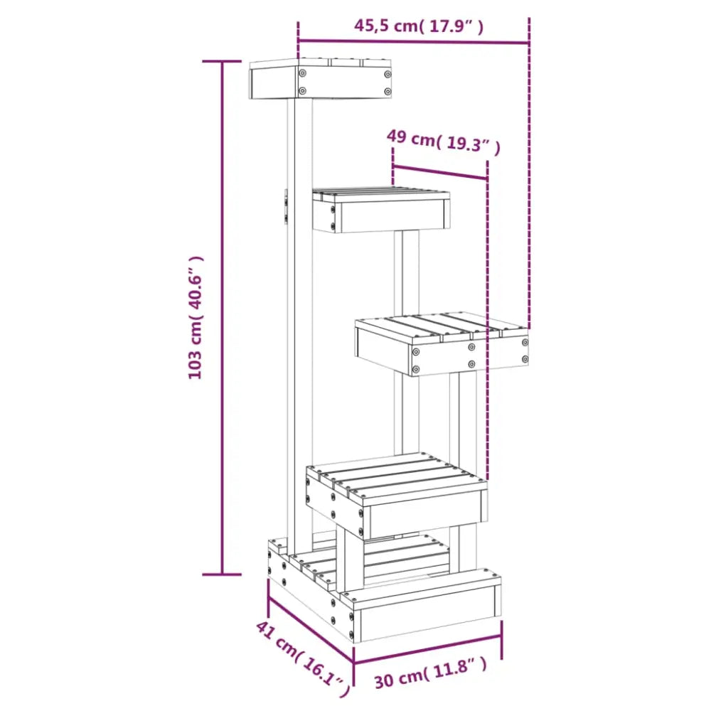 Vidaxl cat tree 45.5x49x103 cm solid wood pine - Brown