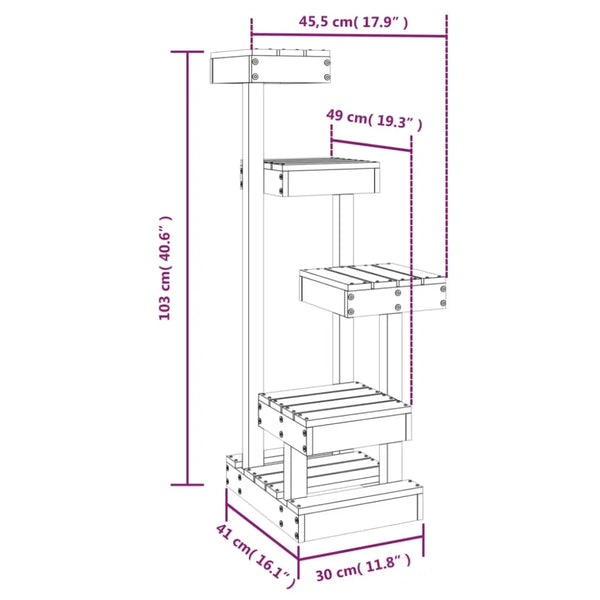 Vidaxl cat tree wax brown 45.5x49x103 cm solid wood pine