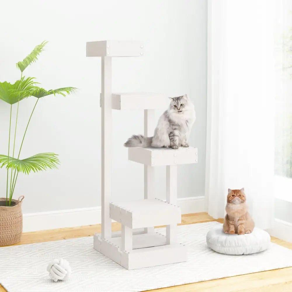 Vidaxl cat tree white 45.5x49x103 cm solid wood pine - White