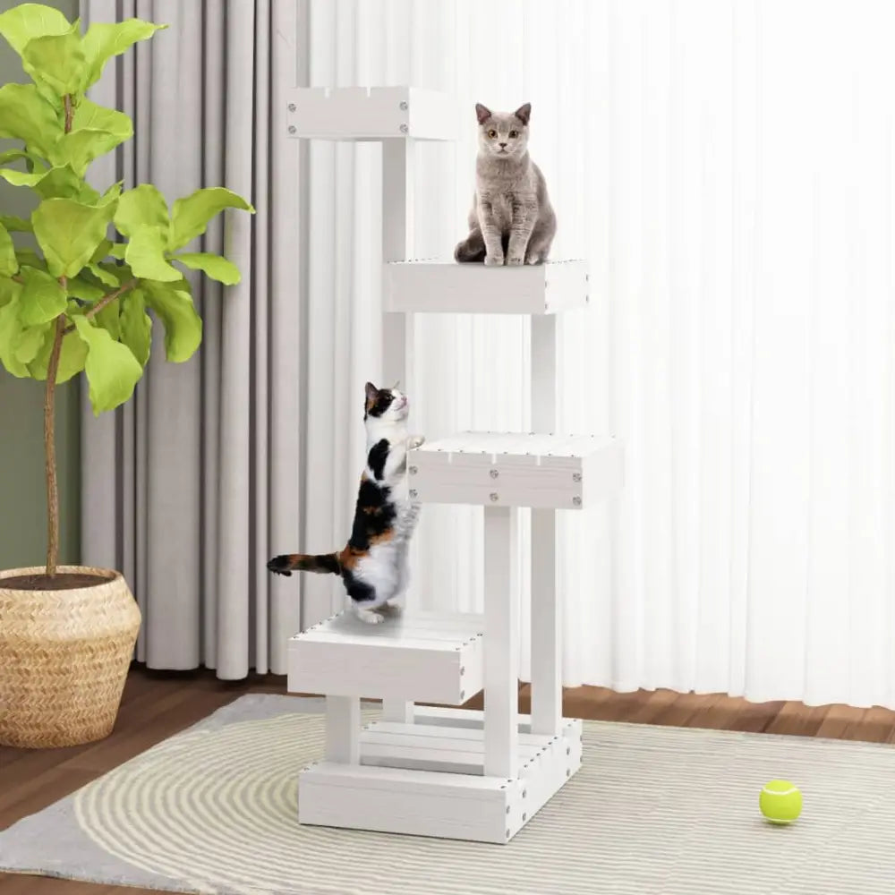 Vidaxl cat tree white 45.5x49x103 cm solid wood pine - White