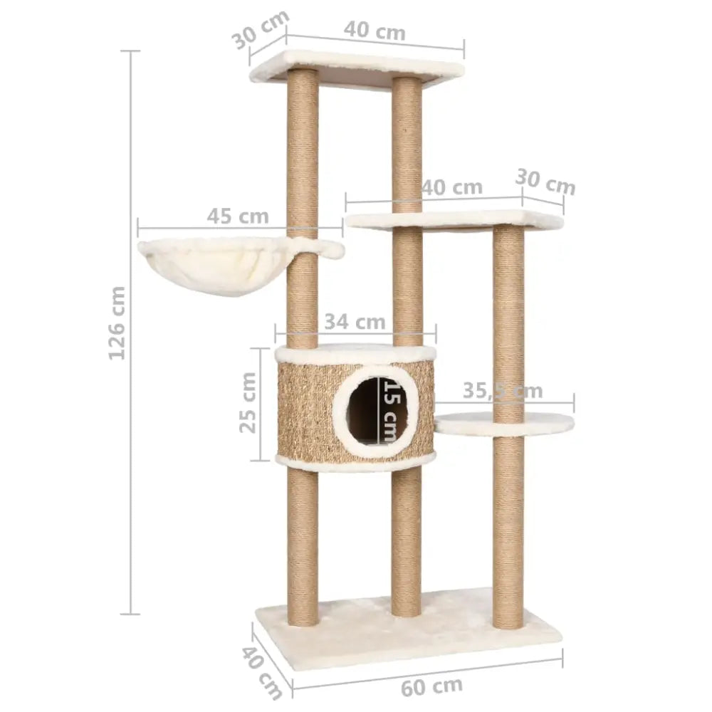 Vidaxl cat tree with scratching post 126cm seagrass - Beige