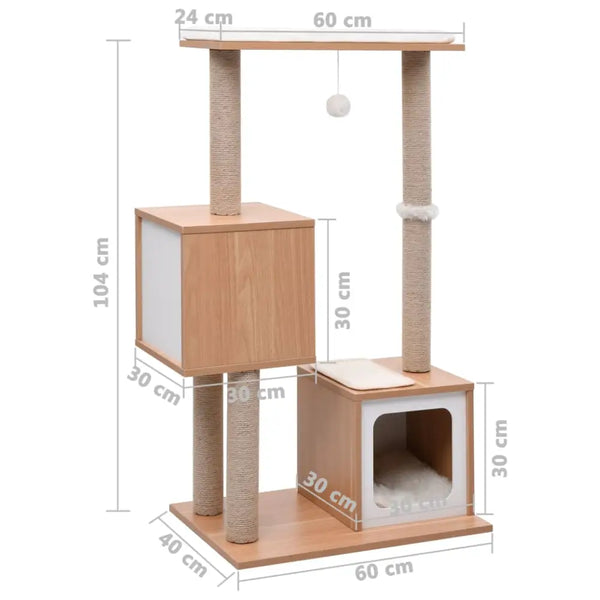 Vidaxl cat tree with sisal scratching mat 104 cm - Brown