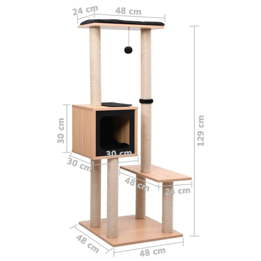 Vidaxl cat tree with sisal scratching mat 129 cm - Brown