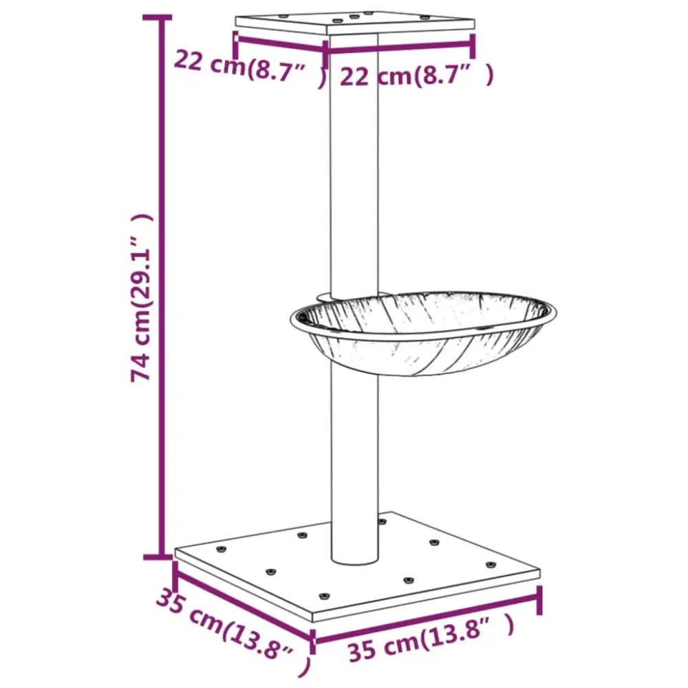 Vidaxl cat tree with sisal scratching post light grey 74 cm