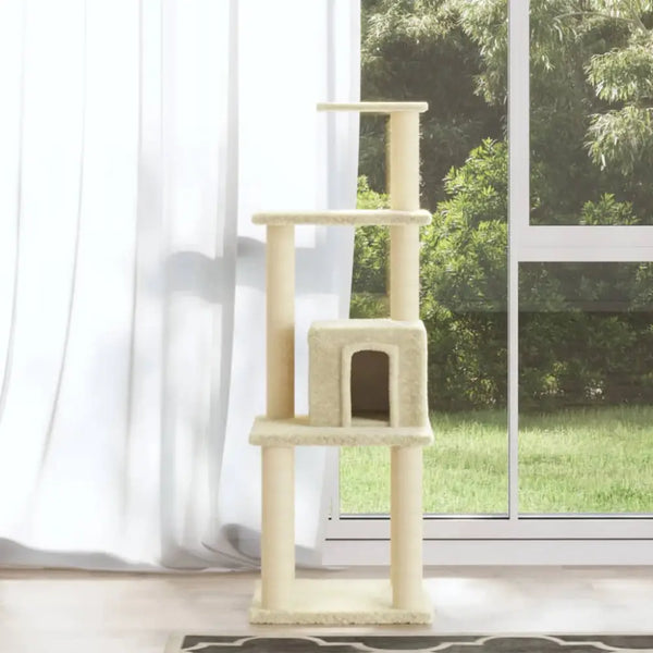 Vidaxl cat tree with sisal scratching posts cream 105 cm