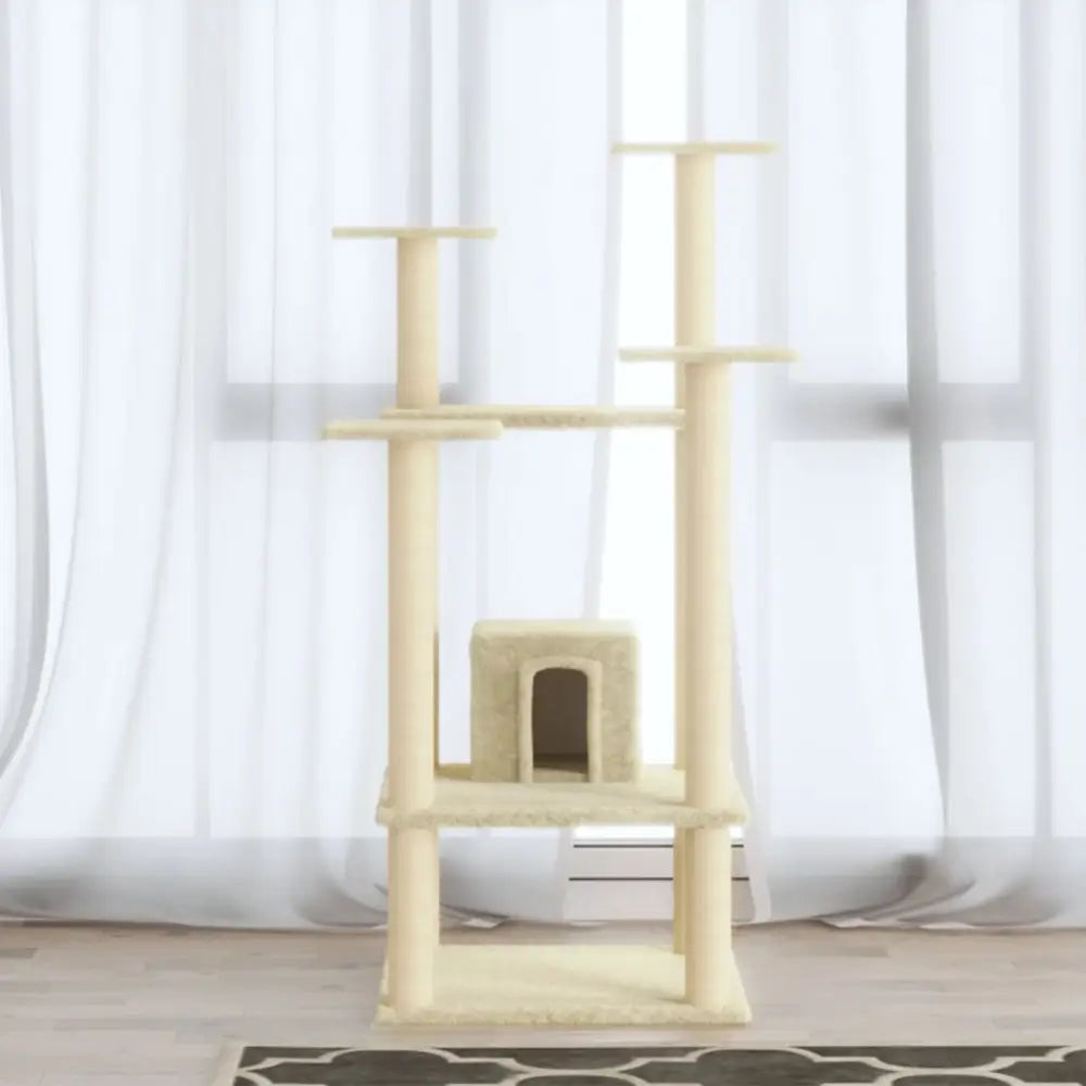 Vidaxl cat tree with sisal scratching posts cream 110 cm