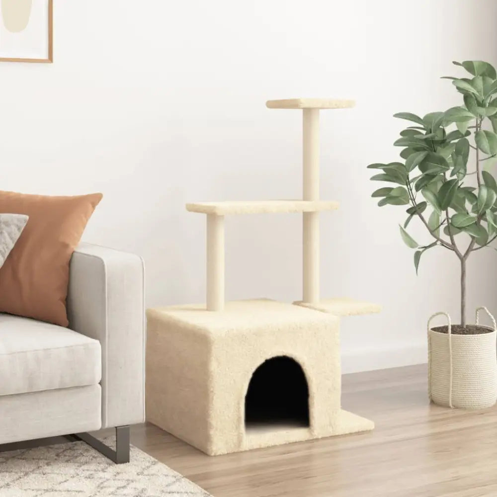 Vidaxl cat tree with sisal scratching posts cream 110 cm