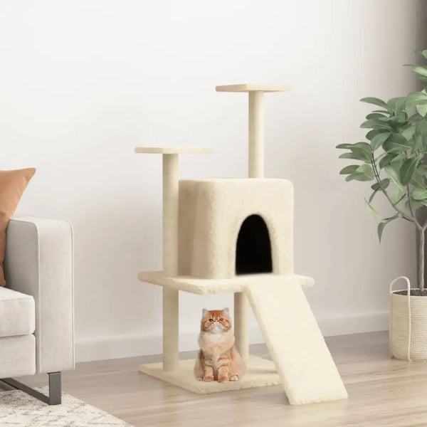 Vidaxl cat tree with sisal scratching posts cream 110 cm