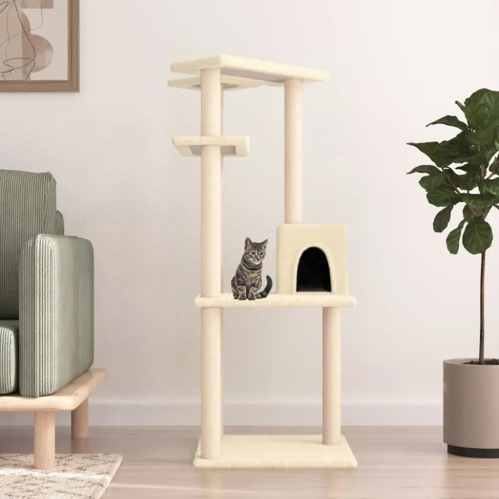 Vidaxl cat tree with sisal scratching posts cream 123 cm