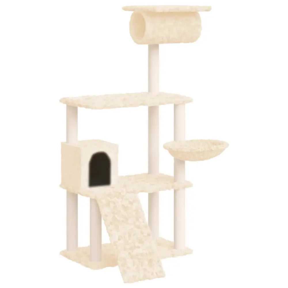 Vidaxl cat tree with sisal scratching posts cream 131 cm