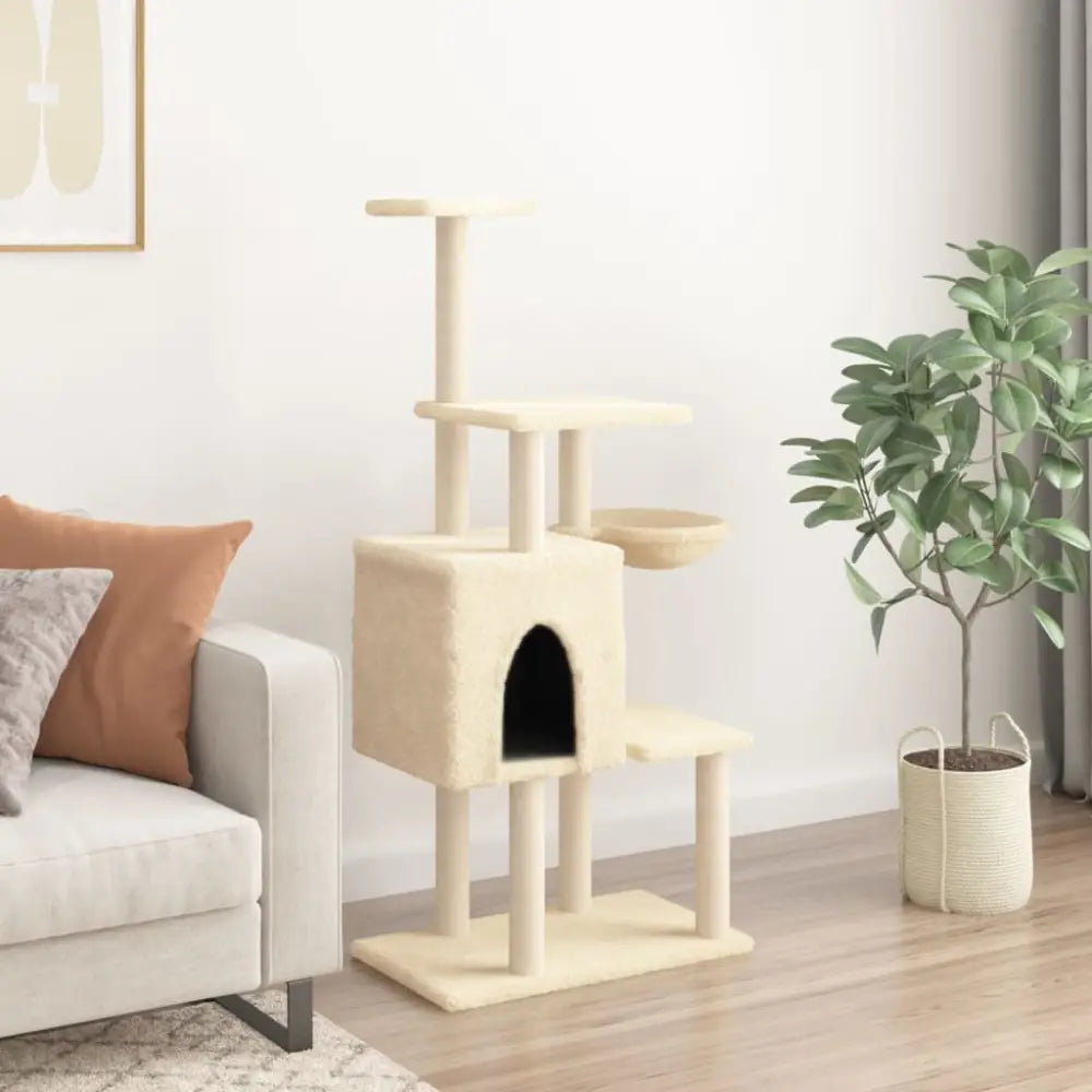 Vidaxl cat tree with sisal scratching posts cream 131 cm