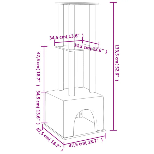 Vidaxl cat tree with sisal scratching posts cream 133.5 cm