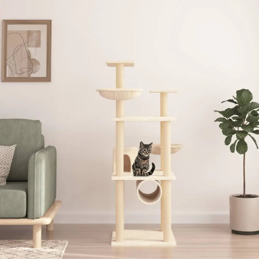 Vidaxl cat tree with sisal scratching posts cream 141 cm