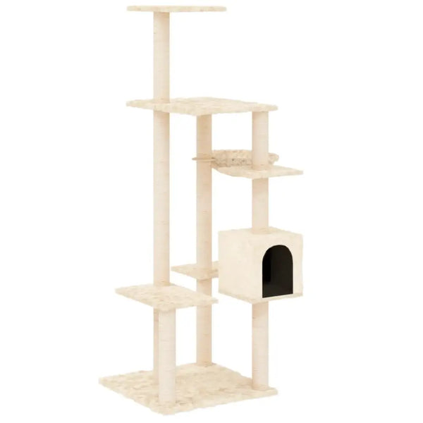 Vidaxl cat tree with sisal scratching posts cream 142 cm