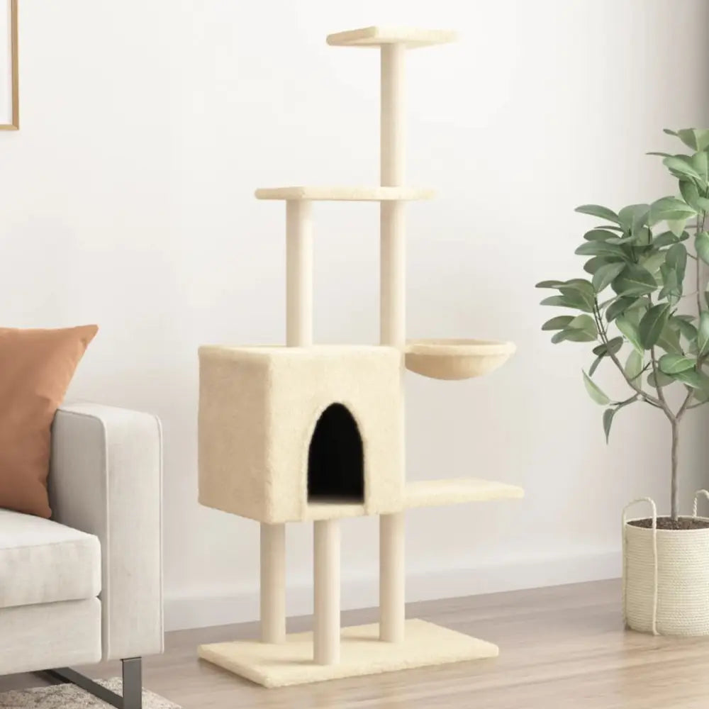 Vidaxl cat tree with sisal scratching posts cream 145 cm