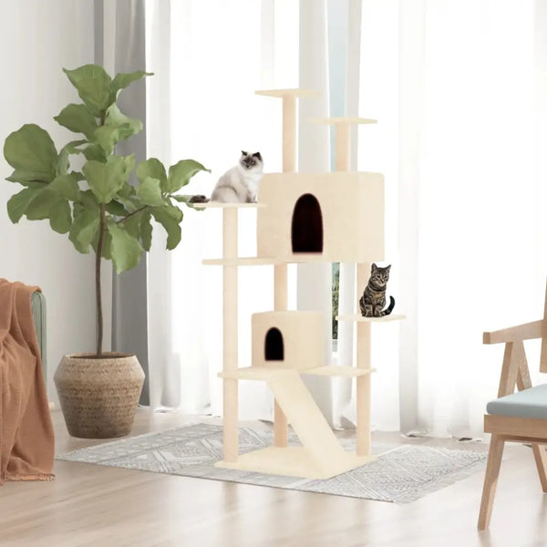 Vidaxl cat tree with sisal scratching posts cream 153 cm