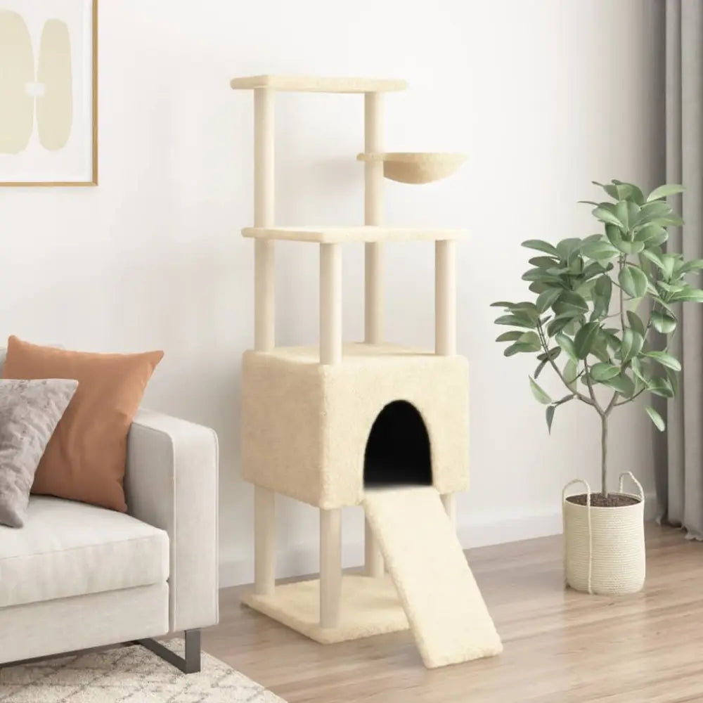 Vidaxl cat tree with sisal scratching posts cream 153 cm