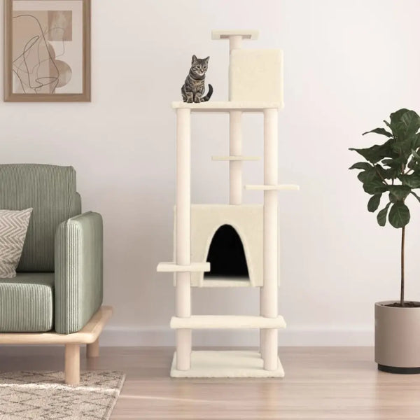 Vidaxl cat tree with sisal scratching posts cream 154 cm