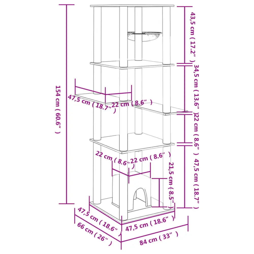 Vidaxl cat tree with sisal scratching posts cream 154 cm