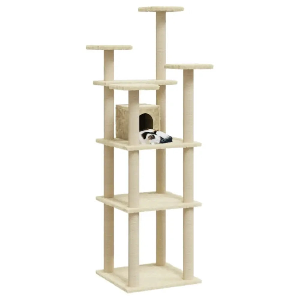 Vidaxl cat tree with sisal scratching posts cream 171 cm