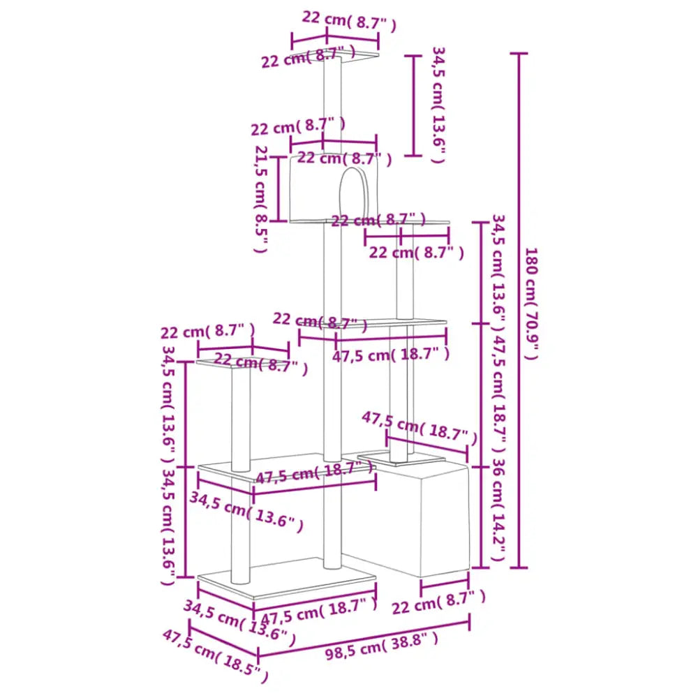 Vidaxl cat tree with sisal scratching posts cream 180 cm