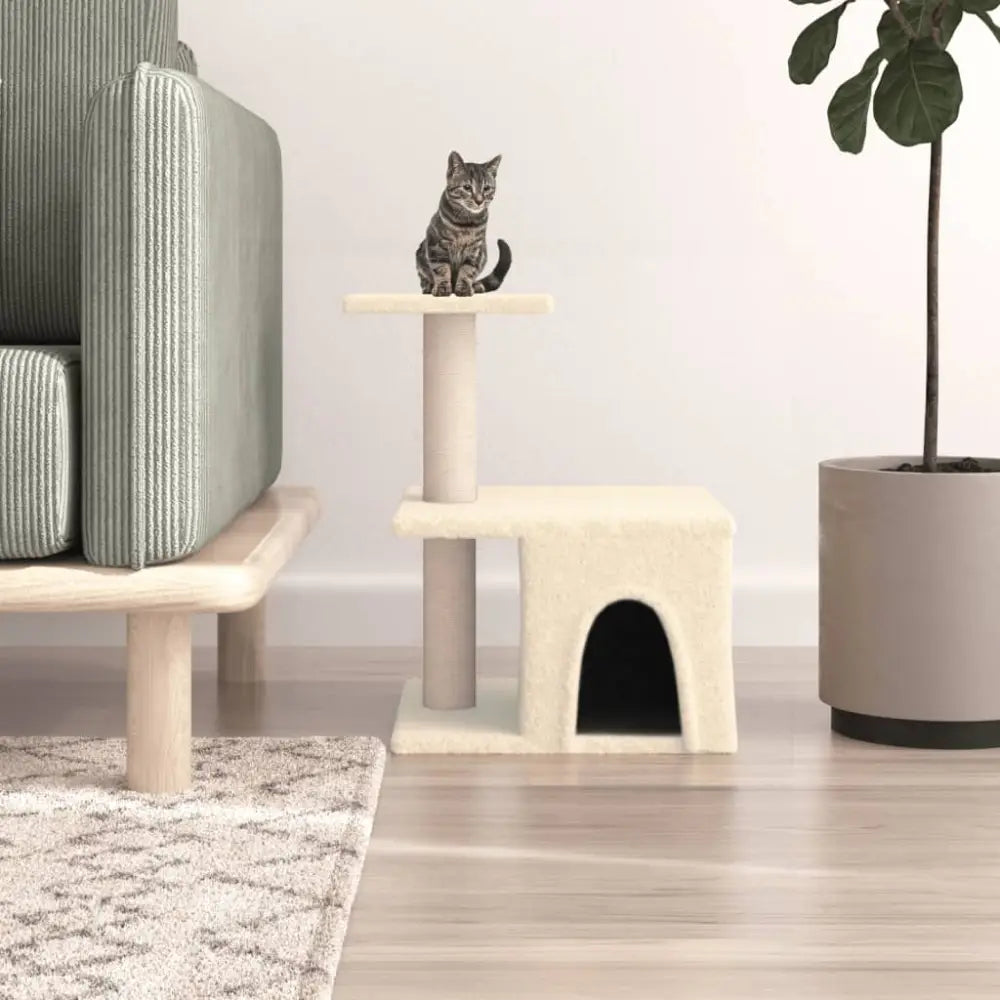 Vidaxl cat tree with sisal scratching posts cream 48 cm