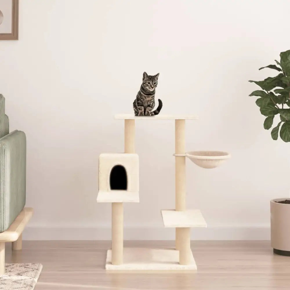 Vidaxl cat tree with sisal scratching posts cream 82.5 cm