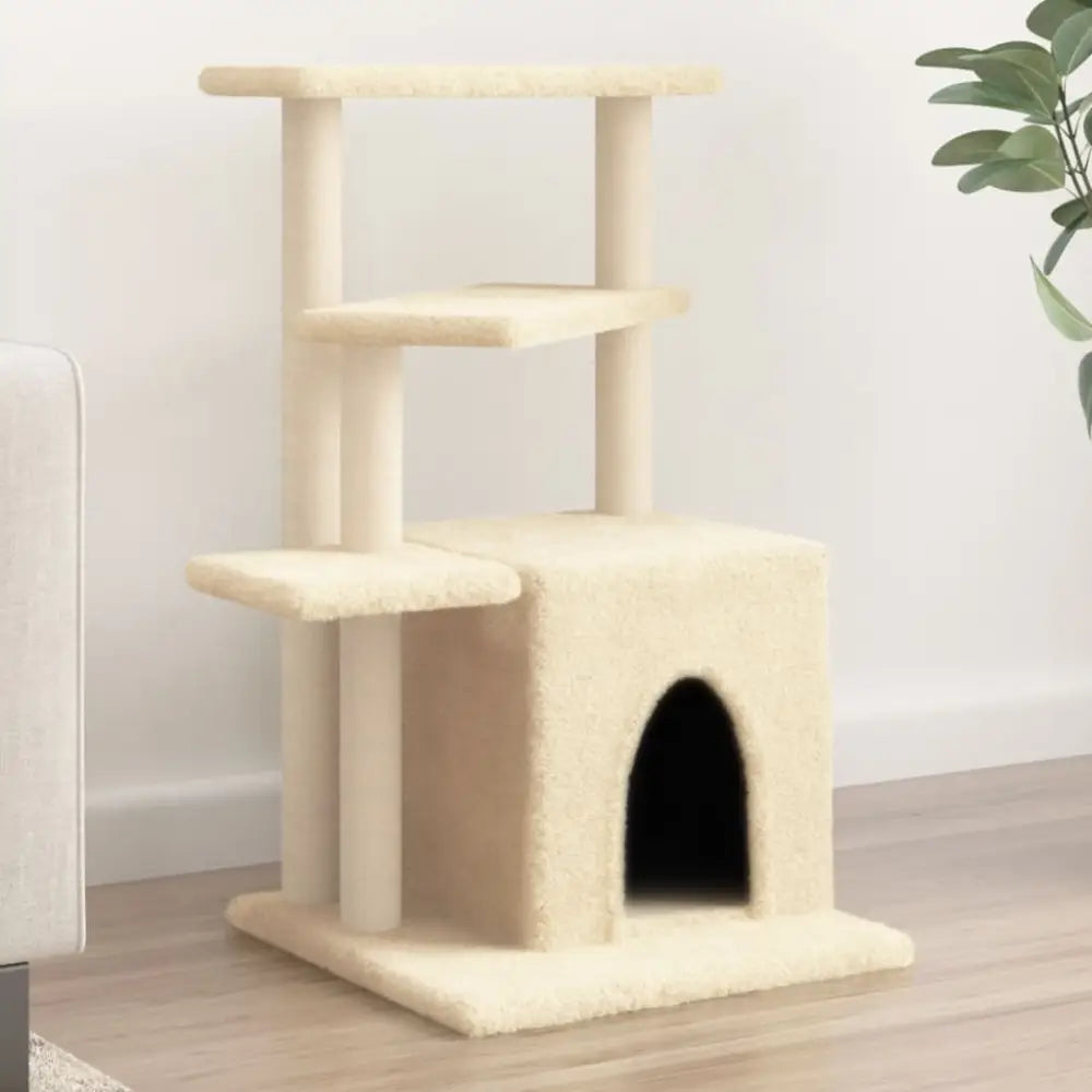 Vidaxl cat tree with sisal scratching posts cream 83.5 cm