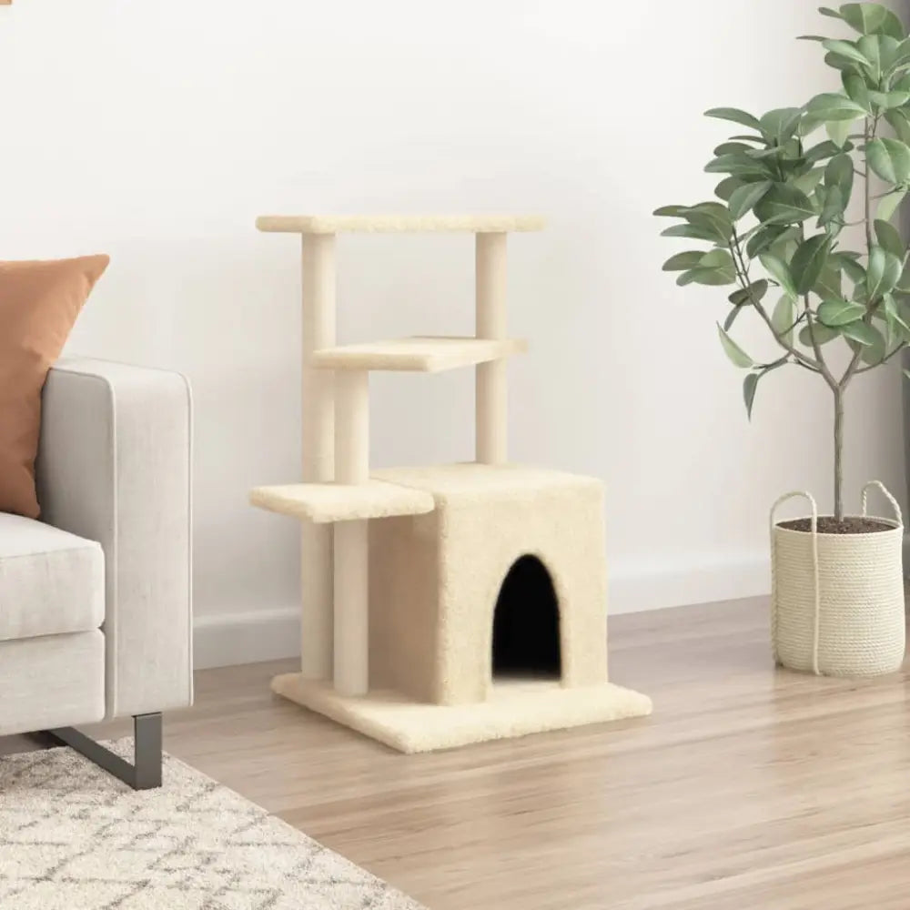 Vidaxl cat tree with sisal scratching posts cream 83.5 cm