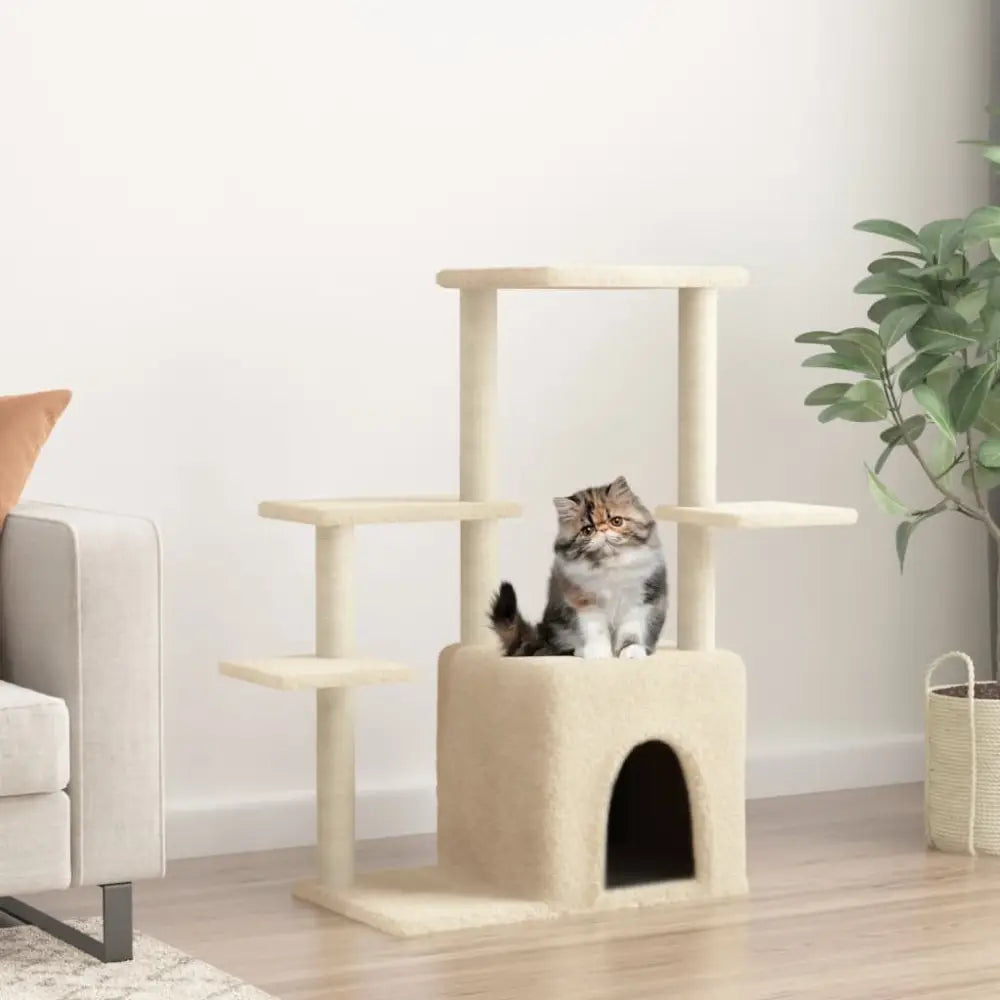 Vidaxl cat tree with sisal scratching posts cream 97.5 cm